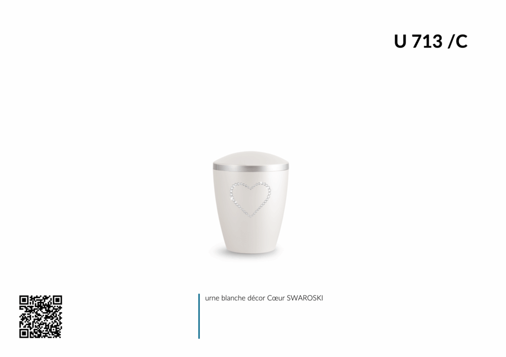 Urne blanche avec cœur en cristaux Swarovski.