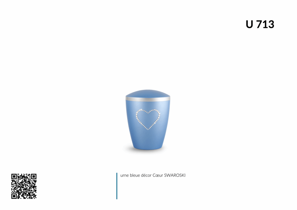 Urne bleue avec cœur en cristaux Swarovski.