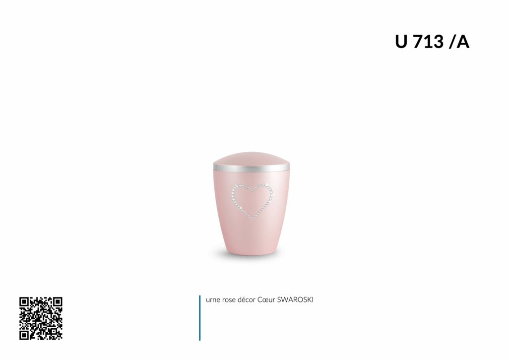 Urne rose avec cœur en cristaux Swarovski.