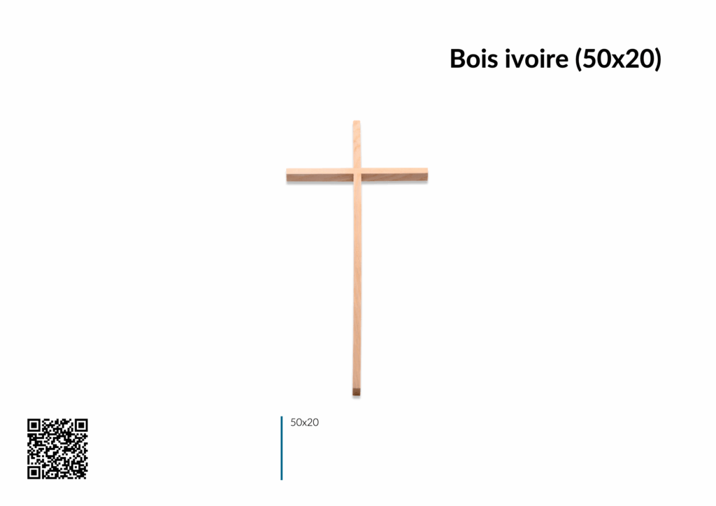 Croix en bois ivoire, dimensions 50x20.