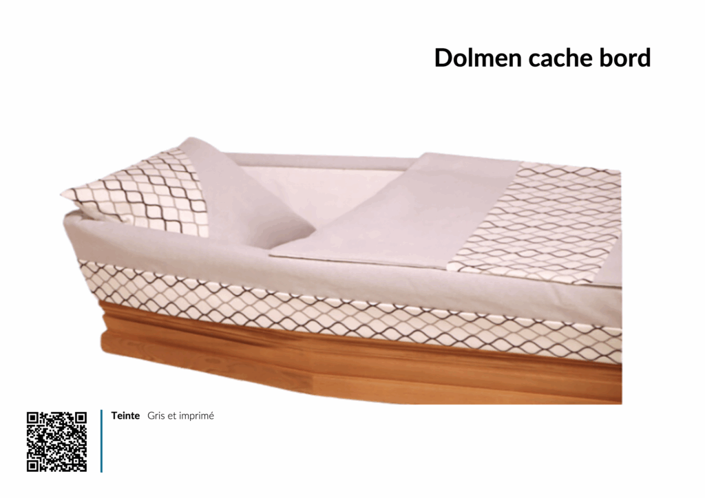 Berceau bois et tissu motif graphique gris.