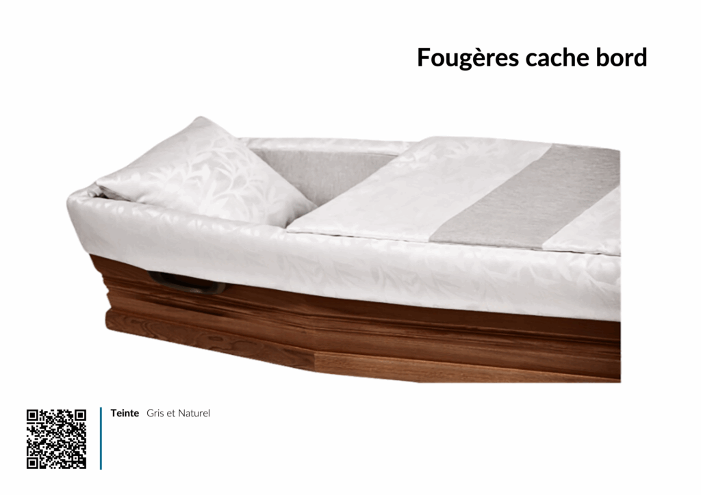 Cercueil en bois teinte gris et naturel.