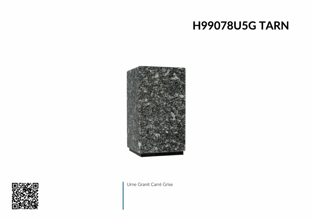 Urne carrée en granit gris foncé