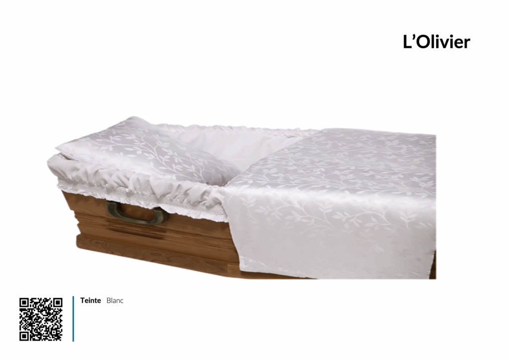 Cercueil en bois avec doublure blanche élégante.
