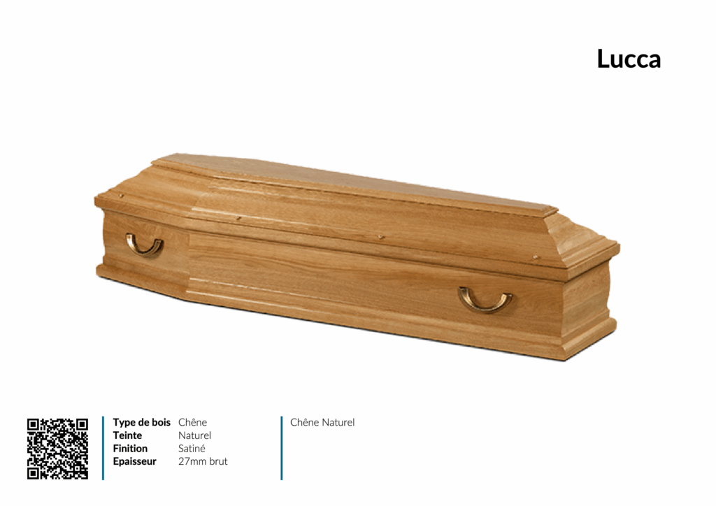 Cercueil en chêne naturel finition satinée
