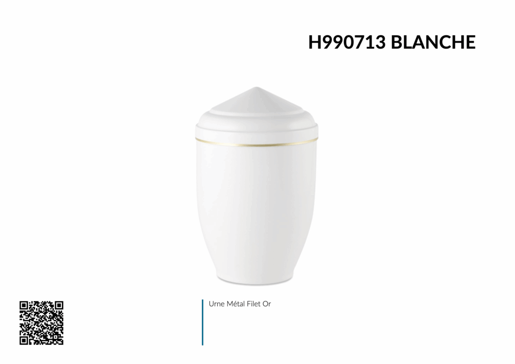 Urne blanche avec filet or, modèle H990713.