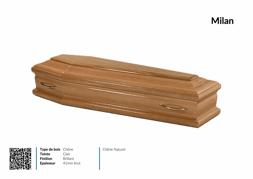 Cercueil en chêne clair finition brillante Milan.