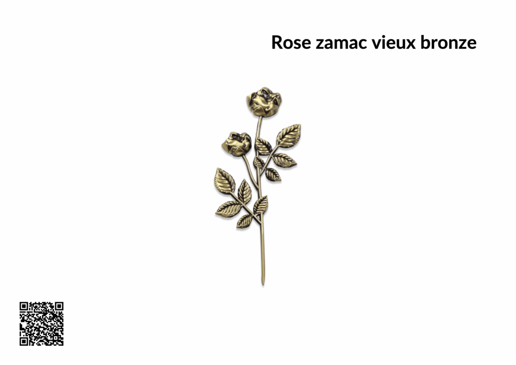 Broche rose zamac en bronze antique